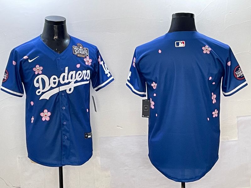 Men Los Angeles Dodgers Blank Blue Sakura Edition 2025 Nike MLB Jersey style 2